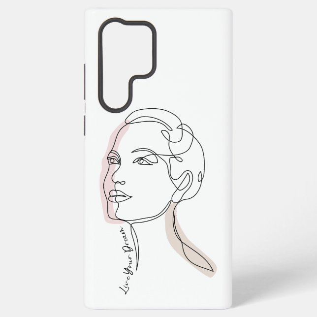 Line Art drawing of woman - Live your dreams Samsung Galaxy S22 Ultra Case (Back)
