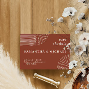 Line Art Elegant Terracotta Indie Save date Invitation