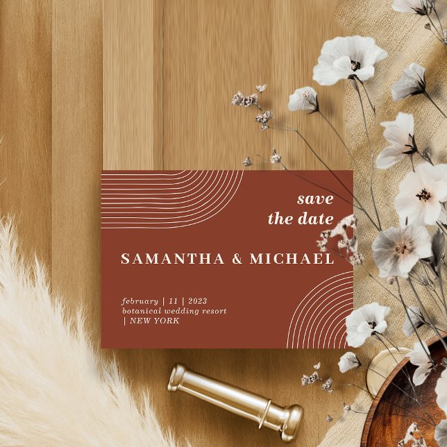 Line Art Elegant Terracotta Indie Save date Invitation (Creator Uploaded)