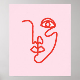 Line Art Face Colour Block Art Print