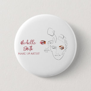 Line art Fashion make up, make up artist branding 6 Cm Round Badge