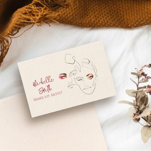 Line art Fashion make up, make up artist branding Business Card