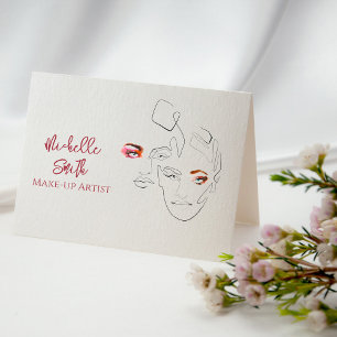 Line art Fashion make up, make up artist branding Business Card