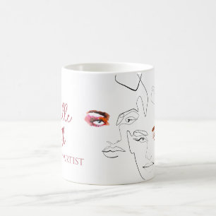 Line art Fashion make up, make up artist branding Coffee Mug