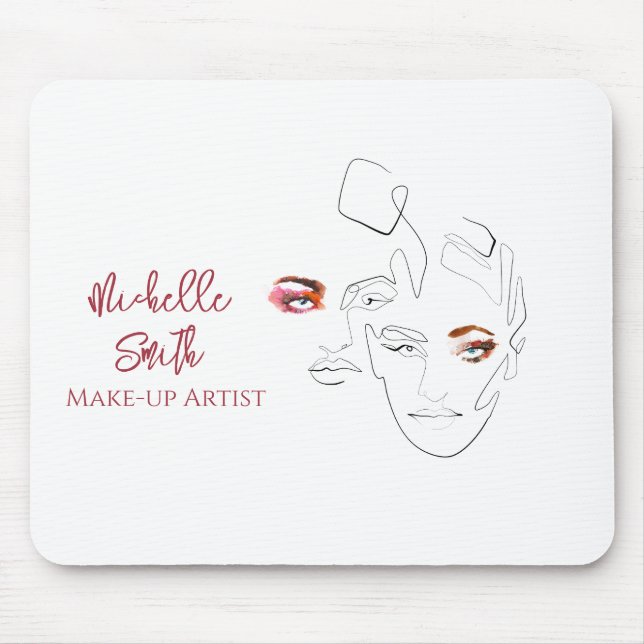 Line art Fashion make up, make up artist branding Mouse Mat (Front)