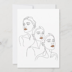 Line Art Female Trio Invitation