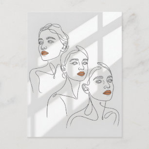 Line Art Female Trio Postcard
