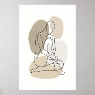Line Art Figure Print Single Contour Drawing