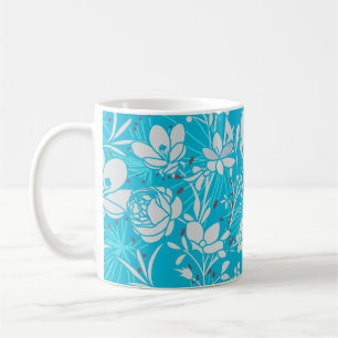 Line Art Floral in Blue Coffee Mug
