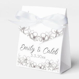 Line Art Floral Wedding Reception Seating Chart Favour Box