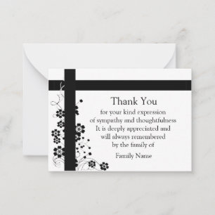 Line Art Flower After Funeral Thank You Cards