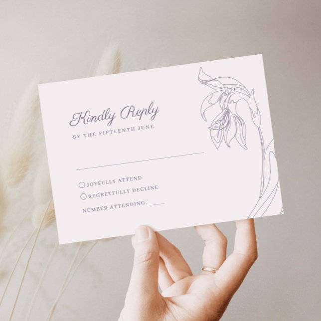 Line Art flower arch Lavender RSVP Reply Card (Creator Uploaded)