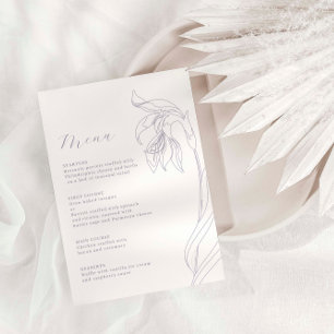 Line Art flower Lavender Menu Card