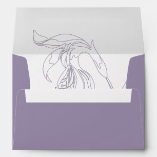 Line Art flower Lavender return address Envelope
