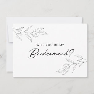 Line Art Foliage Leaf Bridesmaid Card