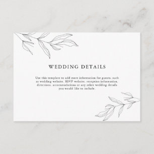 Line Art Foliage Leaf Details Enclosure Card