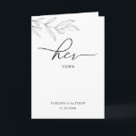 Line Art Foliage Leaf Her Vows Card<br><div class="desc">Designed to coordinate with our Line Art Foliage Collection, this customisable matching her vows card features elegant line drawing of foliage leaves with a classic font. This is a minimalist and elegant wedding suite. Vow messages can be added inside the card. For more advanced customisation of this design, e.g. changing...</div>