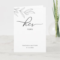 Line Art Foliage Leaf Her Vows Card