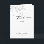 Line Art Foliage Leaf His Vows Card<br><div class="desc">Designed to coordinate with our Line Art Foliage Collection, this customisable matching his vows card features elegant line drawing of foliage leaves with a classic font. This is a minimalist and elegant wedding suite. Vow messages can be added inside the card. For more advanced customisation of this design, e.g. changing...</div>
