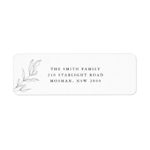Line Art Foliage Leaf Return Address Label