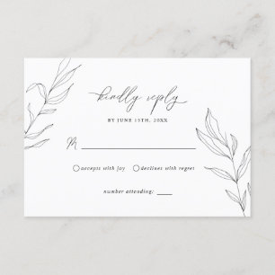 Line Art Foliage Leaf RSVP Card