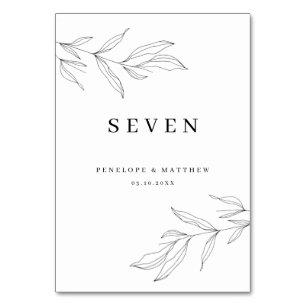 Line Art Foliage Leaf Table Number