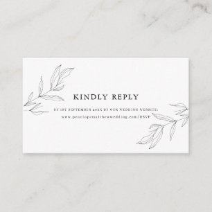 Line Art Foliage Leaf Website RSVP  Enclosure Card