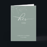 Line Art Foliage Sage Her Vows Card<br><div class="desc">Designed to coordinate with our Line Art Foliage Collection, this customisable matching her vows card features elegant line drawing of foliage leaves with a classic font on sage green colour background. This is a minimalist and elegant wedding suite. Vow messages can be added inside the card. For more advanced customisation...</div>