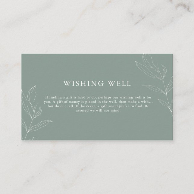 Line Art Foliage Sage Wishing Well Enclosure Card (Front)