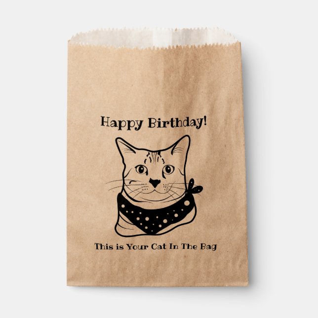 LIne Art Funny Cat 3 In The Bag Personalised  (Front)