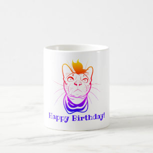LIne Art Funny Cat Personalised  Coffee Mug