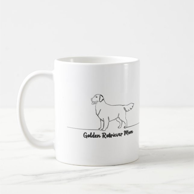 Line Art Golden Retriever Dog Mum Gift Mug  (Left)
