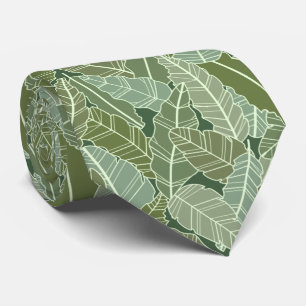 Line art green leaves tie