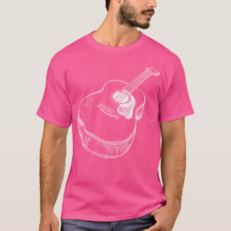 Line Art Guitarist Acoustic Guitar Music Band Musi T-Shirt