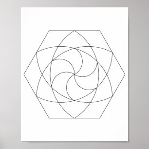 Line Art Hex Grid Poster