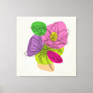 Line Art Hibiscus Flower with Bright Spots Canvas Print
