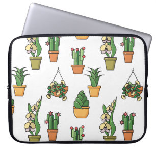 Line Art Houseplants: Vintage Seamless Laptop Sleeve