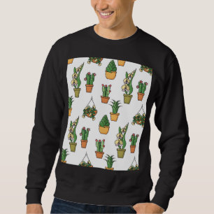 Line Art Houseplants: Vintage Seamless Sweatshirt