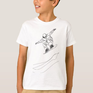 line art illustration of a snowboarder T-Shirt