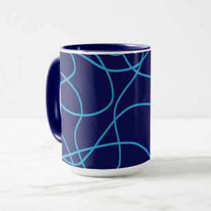 Line Art in Contrasting Blues Mug