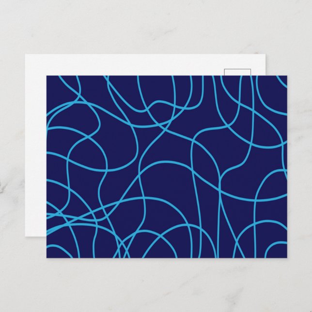 Line Art in Contrasting Blues Postcard (Front/Back)