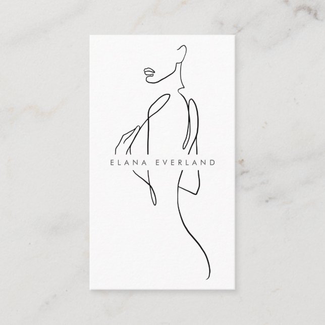 Line Art Ink Minimalist Woman Appointment Card (Front)
