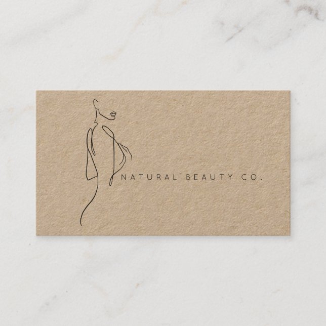  Line Art Ink Modern Womens Female Natural KRAFT Appointment Card (Front)