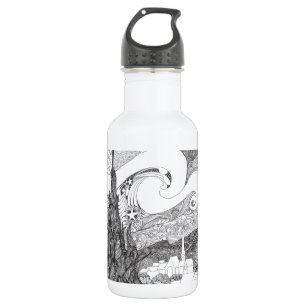 Line Art Interpretation of Starry Starry Night 532 Ml Water Bottle