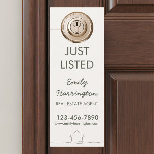 Line Art Just Listed Green Real Estate Agent Door Hanger