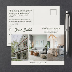 Line Art Just Sold Green Real Estate Agent Postcard