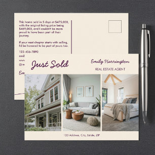 Line Art Just Sold Plum Real Estate Agent Postcard