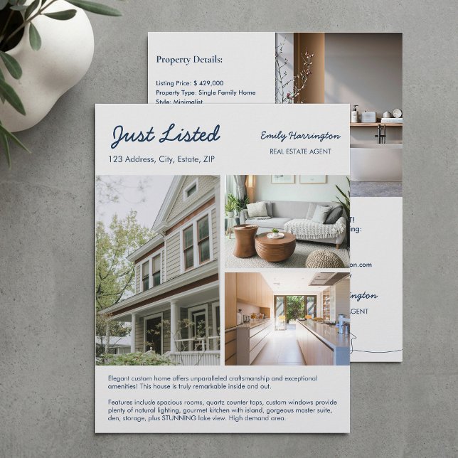 Line Art Listing Navy Real Estate Agent Flyer (Creator Uploaded)