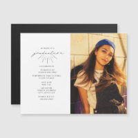 Line Art Magnetic Graduation Party Photo Invite