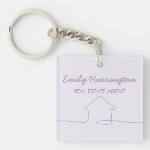 Line Art Mauve Real Estate Agent Key Ring